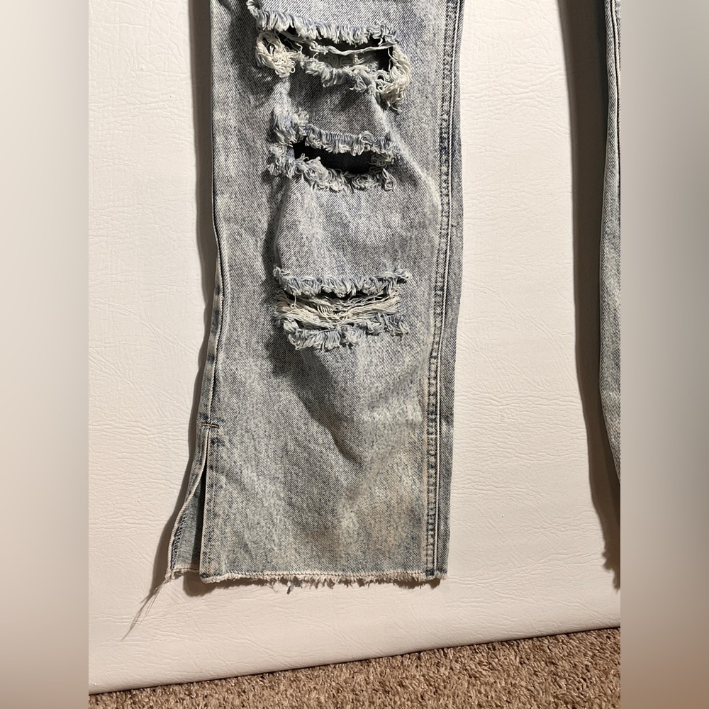 Flamingals Ripped Light Denim Flare Jeans XL NWT - Picture 4 of 11